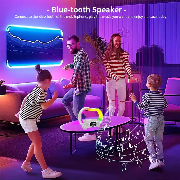 All-in-One Wireless Charging Station with RGB Night Light, Speaker & Smart Alarm
