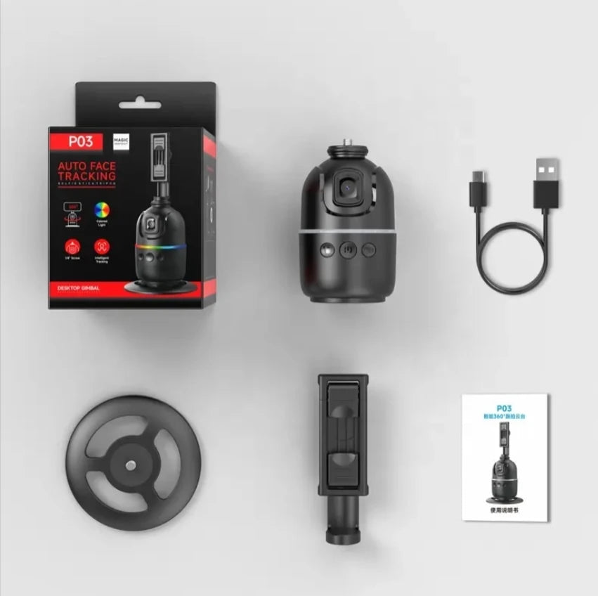 AI Face Tracking Gimbal P03 – Smart Auto Tracking with Gesture Control for Phones & Cameras