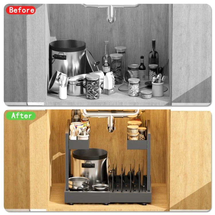 Adjustable Pull-Out Under Sink Organizer - Maximize Cabinet Space
