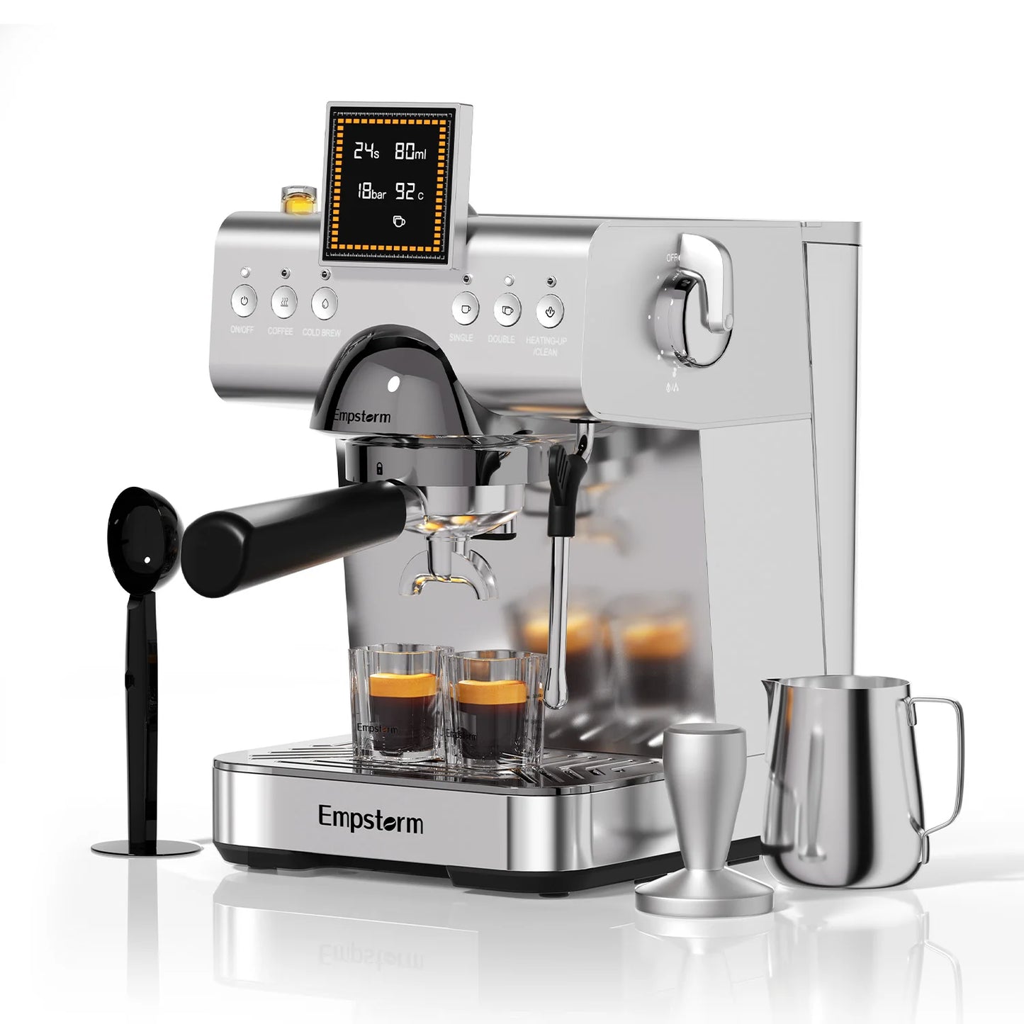 Empstorm Semi-Automatic Espresso Coffee Machine 20 Bar – 1350W Cold Brew & Milk Foam Maker with 1.5L Detachable Tank (EM-CB2-1)