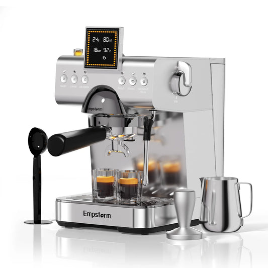 Empstorm Semi-Automatic Espresso Coffee Machine 20 Bar – 1350W Cold Brew & Milk Foam Maker with 1.5L Detachable Tank (EM-CB2-1)