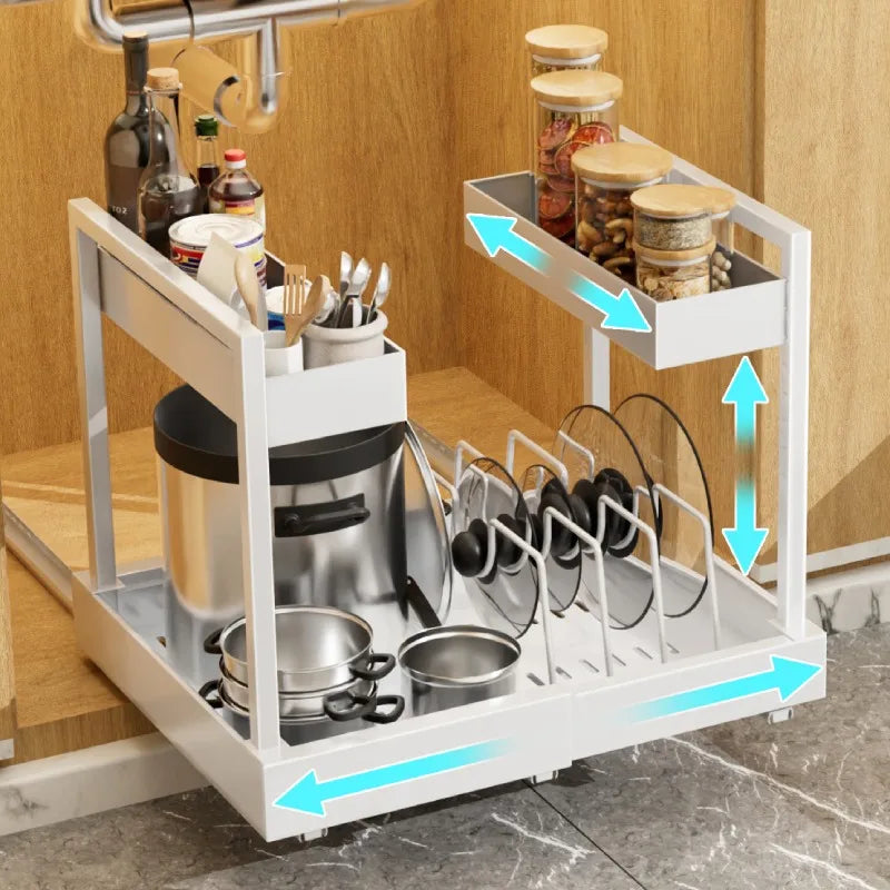 Adjustable Pull-Out Under Sink Organizer - Maximize Cabinet Space