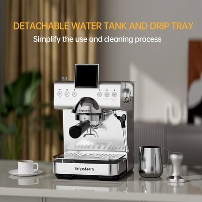 Empstorm Semi-Automatic Espresso Coffee Machine 20 Bar – 1350W Cold Brew & Milk Foam Maker with 1.5L Detachable Tank (EM-CB2-1)