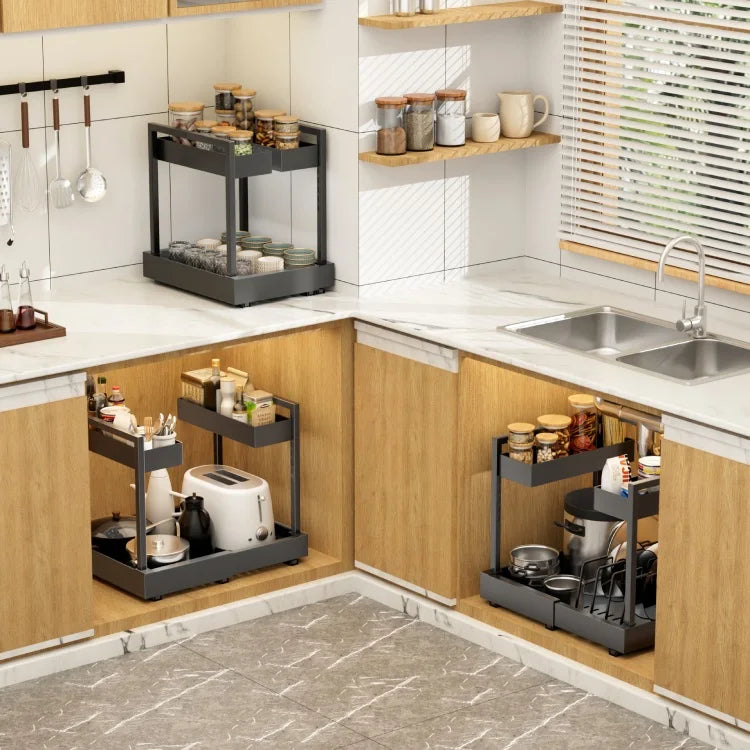 Adjustable Pull-Out Under Sink Organizer - Maximize Cabinet Space