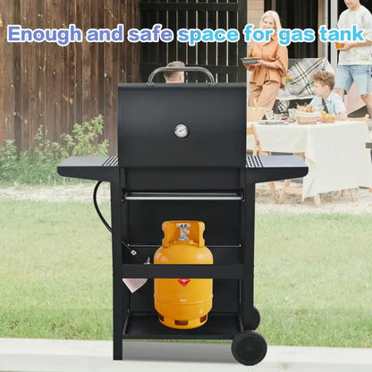26,000 BTU Propane Gas Grill with 3 Burners – Stainless Steel BBQ with Lid, Side Shelves & Wheels