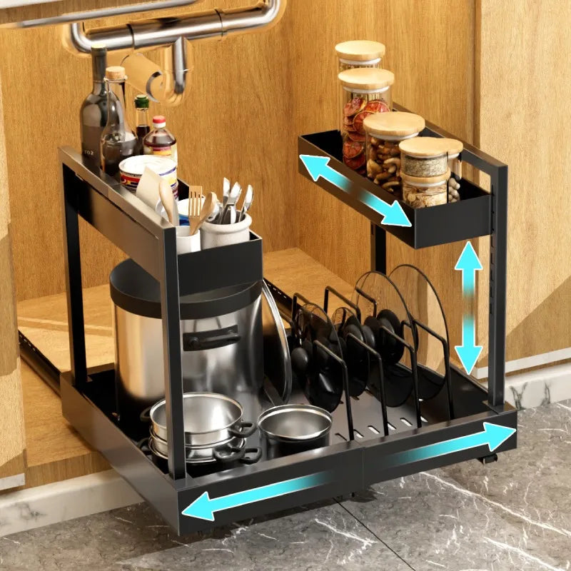 Adjustable Pull-Out Under Sink Organizer - Maximize Cabinet Space