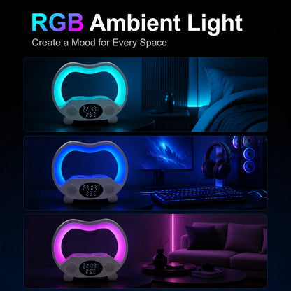 All-in-One Wireless Charging Station with RGB Night Light, Speaker & Smart Alarm