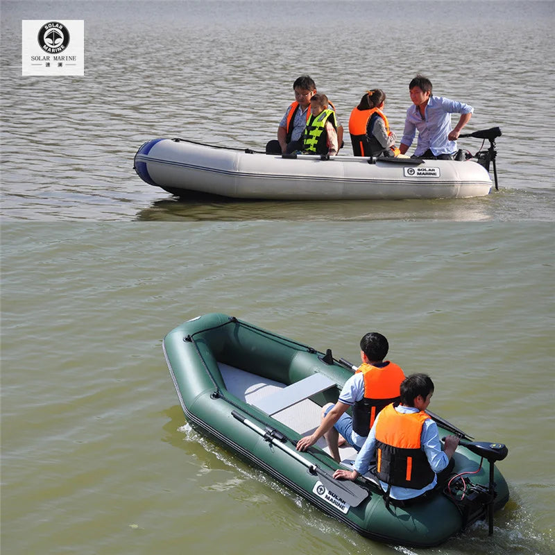 Solar Marine 3-Person Inflatable Fishing & Leisure Boat – Durable PVC Towable Water Ski Boat with Air Pump & Oars