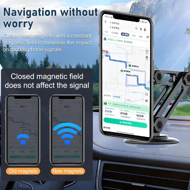 Magnetic Car Phone Mount – Adjustable & Flexible Dashboard, Vent, and Adhesive Holder
