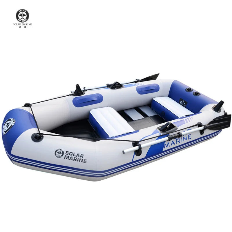 Solar Marine 3-Person Inflatable Fishing & Leisure Boat – Durable PVC Towable Water Ski Boat with Air Pump & Oars