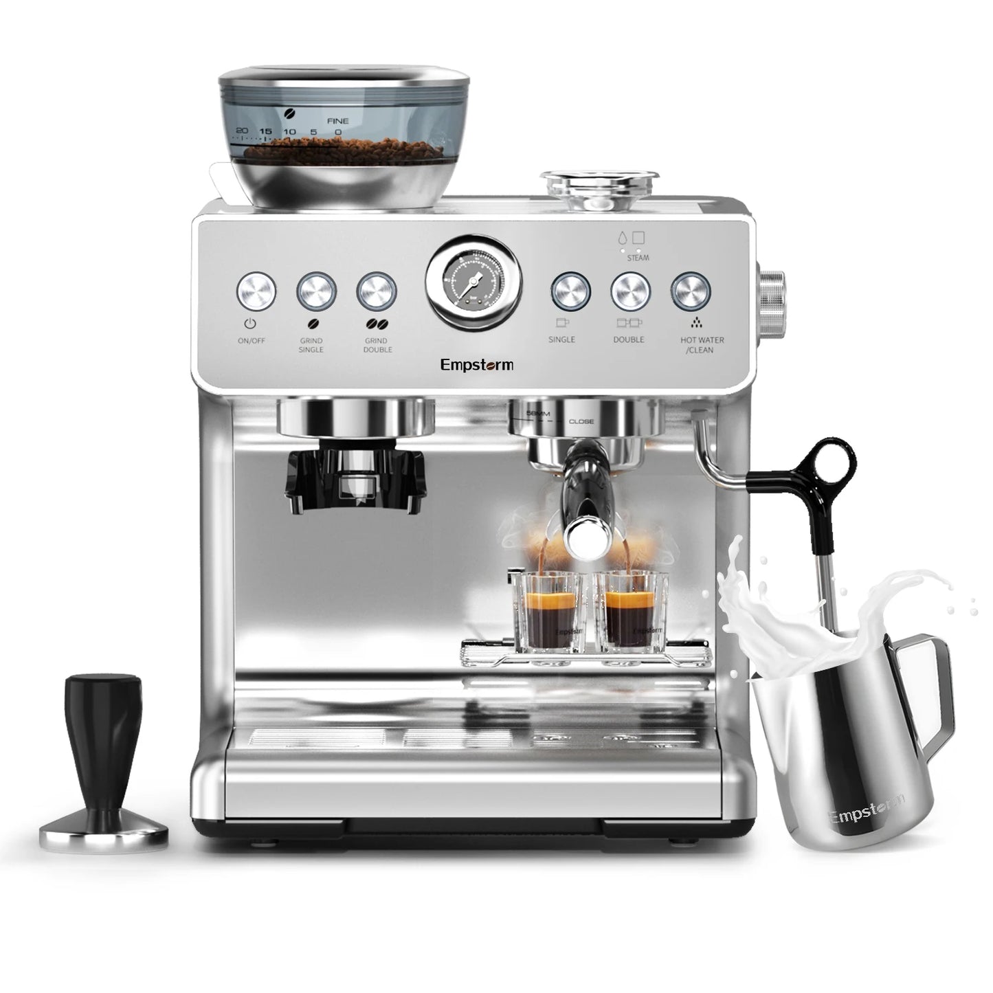 Empstorm Semi-Automatic Espresso Coffee Machine 20 Bar – 1450W Stainless Steel 304 Coffee Maker with 3L Tank (EM-21M)