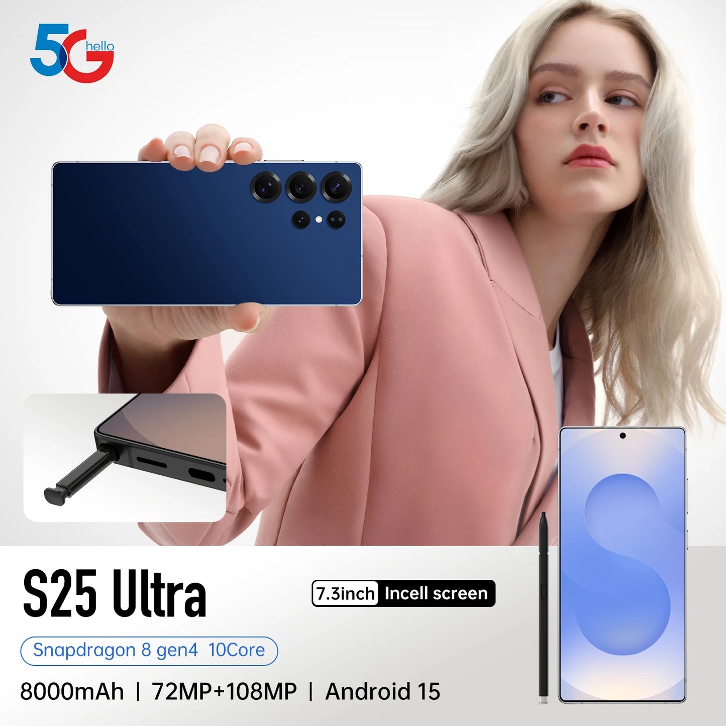 S25 Ultra 5G Smartphone 16GB RAM 8000mAh 120Hz eSIM