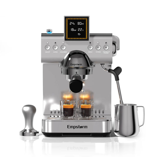 Empstorm Semi-Automatic Espresso Coffee Machine 20 Bar – 1350W Cold Brew & Milk Foam Maker with 1.5L Detachable Tank (EM-CB2-1)