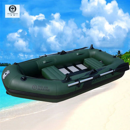Solar Marine 3-Person Inflatable Fishing & Leisure Boat – Durable PVC Towable Water Ski Boat with Air Pump & Oars