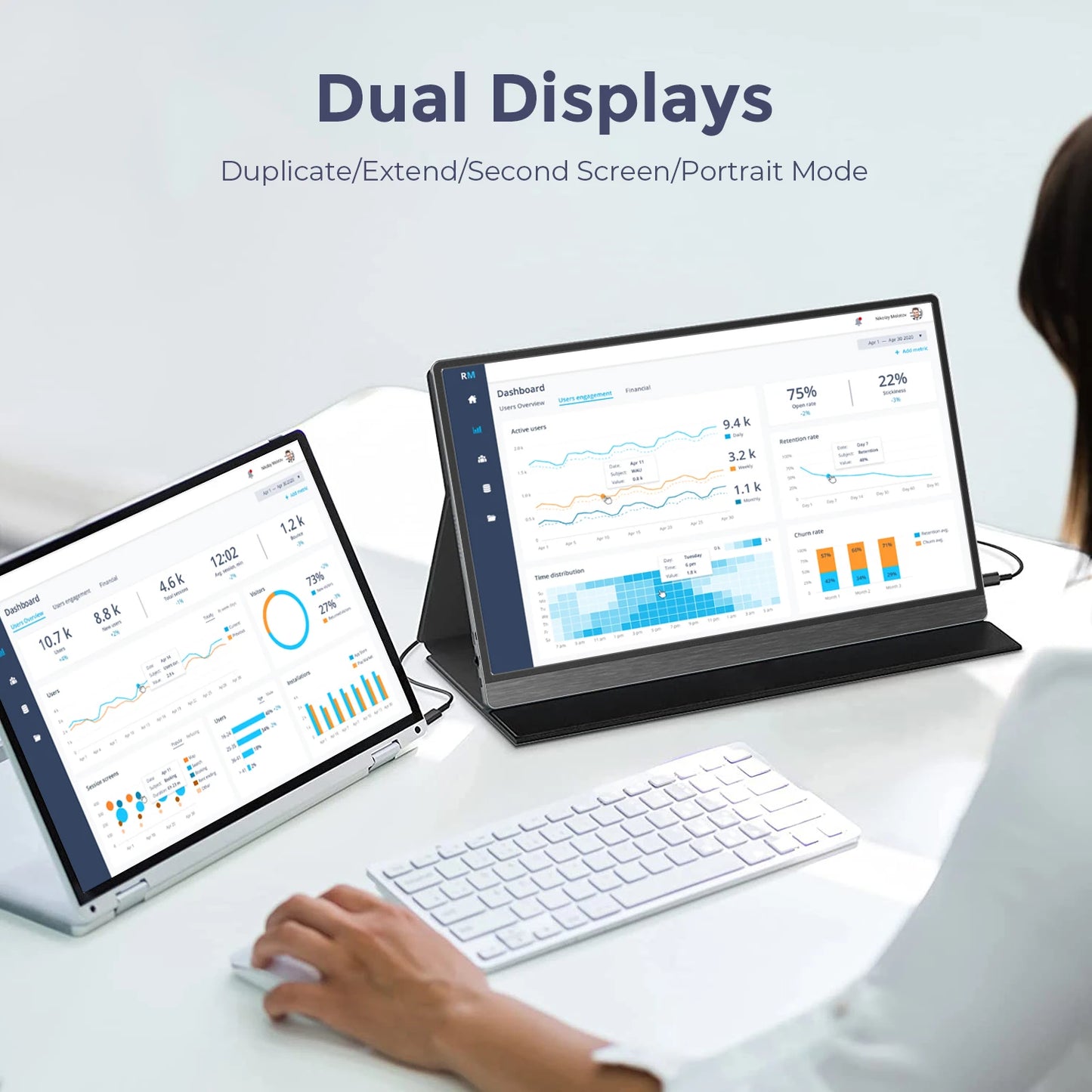 15.6” Ultra-Slim Portable Monitor – FHD 1080P IPS, 60Hz, USB-C, Dual Speakers