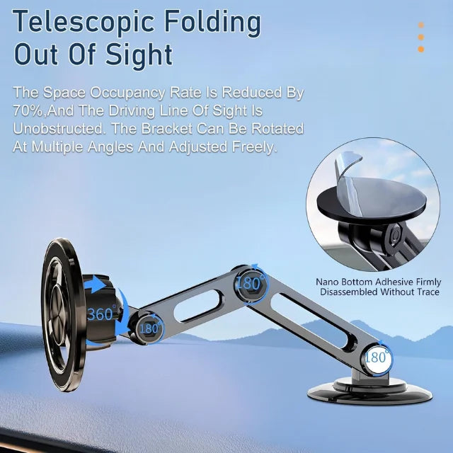Magnetic Car Phone Mount – Adjustable & Flexible Dashboard, Vent, and Adhesive Holder